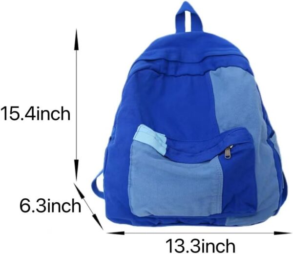 Vintage Canvas Backpack for Women Men Grunge Hippie Boho Patchwork Backpack College Book Bag Travel Casual Daypack (One Size,Green) - Image 2