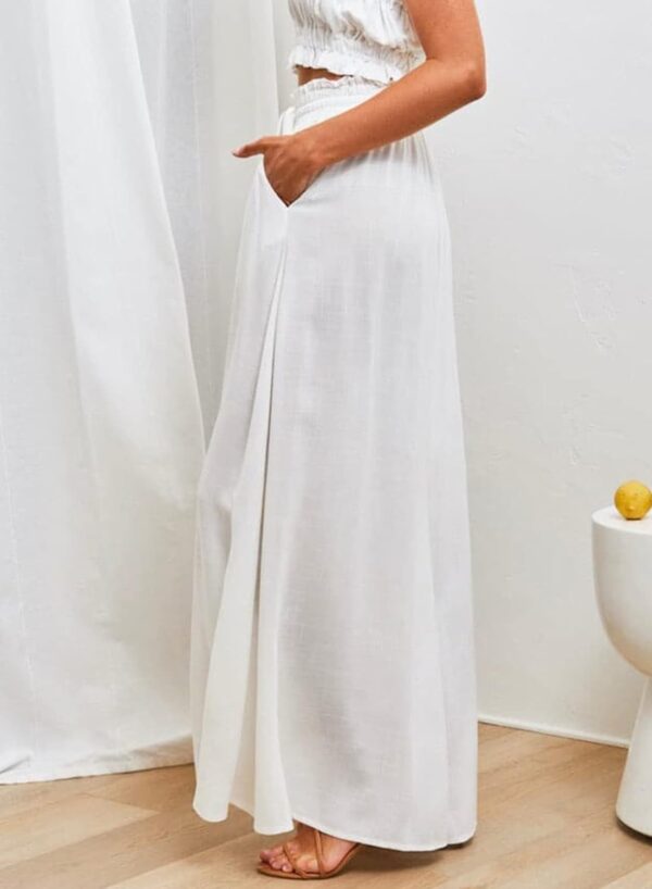 Pants for Women's Casual Elastic Waist Wide Leg Pants with Pockets - Image 2