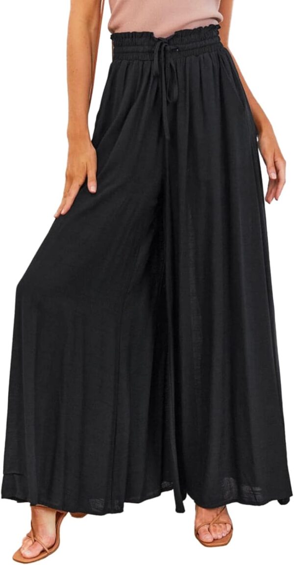 Pants for Women's Casual Elastic Waist Wide Leg Pants with Pockets