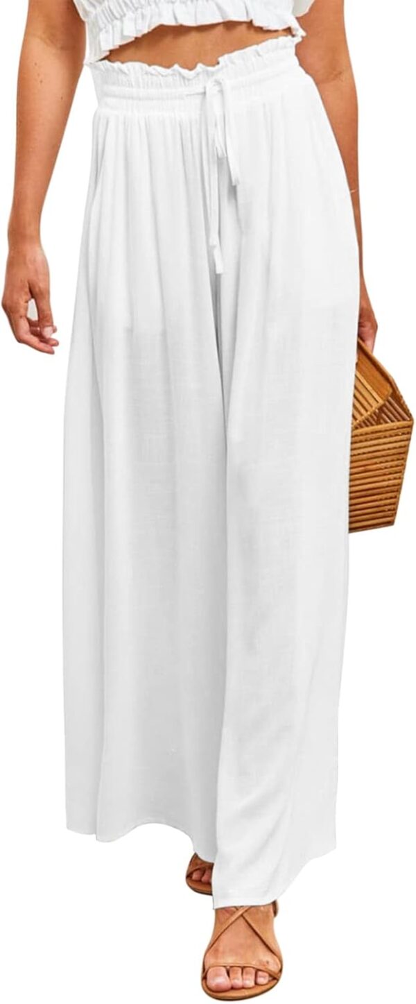 Pants for Women's Casual Elastic Waist Wide Leg Pants with Pockets