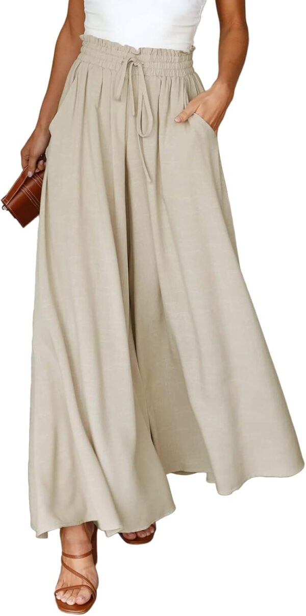 Pants for Women's Casual Elastic Waist Wide Leg Pants with Pockets
