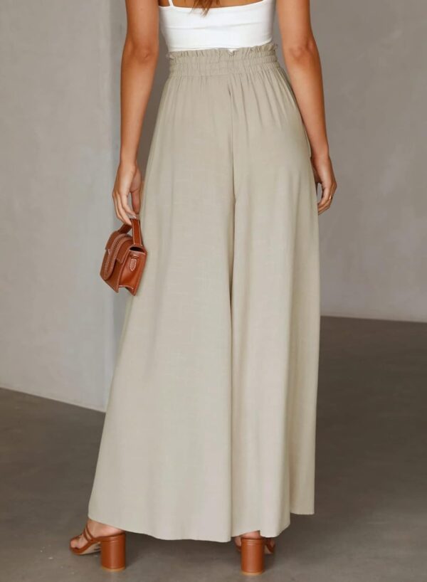 Pants for Women's Casual Elastic Waist Wide Leg Pants with Pockets - Image 2