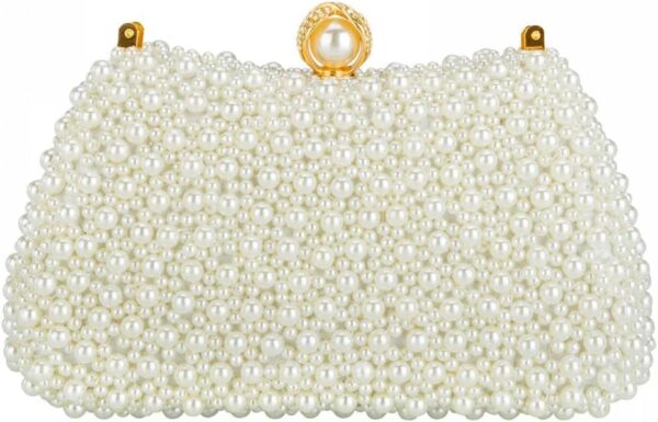 Evening Bags and Clutches, Women's Beaded Evening Handbags Cocktail Prom Bridal Pearl Clutch  for Women Wedding - Image 2