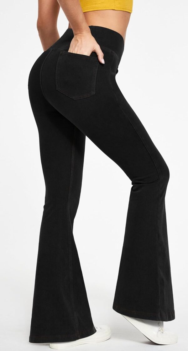 Bell Bottom Jeans for Women High Waisted Stretchy Flare Jeans Pull On Wide Leg Jeans V Cross Tummy Control Flare Pants - Image 2
