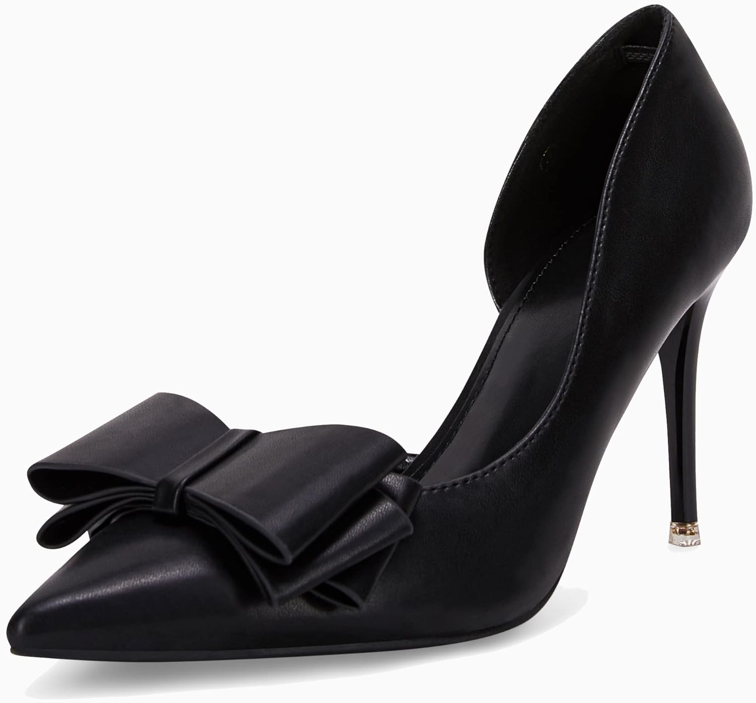 Women Bow Heels Closed Pointed Toe Dress Shoes Stiletto Slip on Wedding Pumps - Image 2