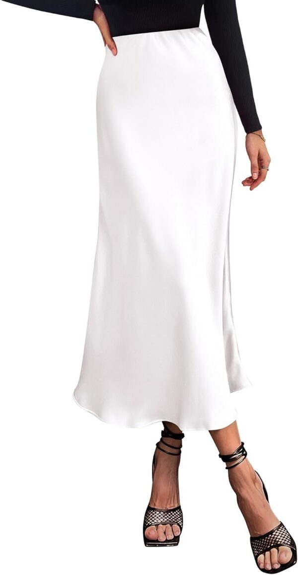 2025 Women Long Satin Summer Fall Skirt Silk Elegant High Waist Cocktail Party Wedding Flared A-Line Midi Skirts