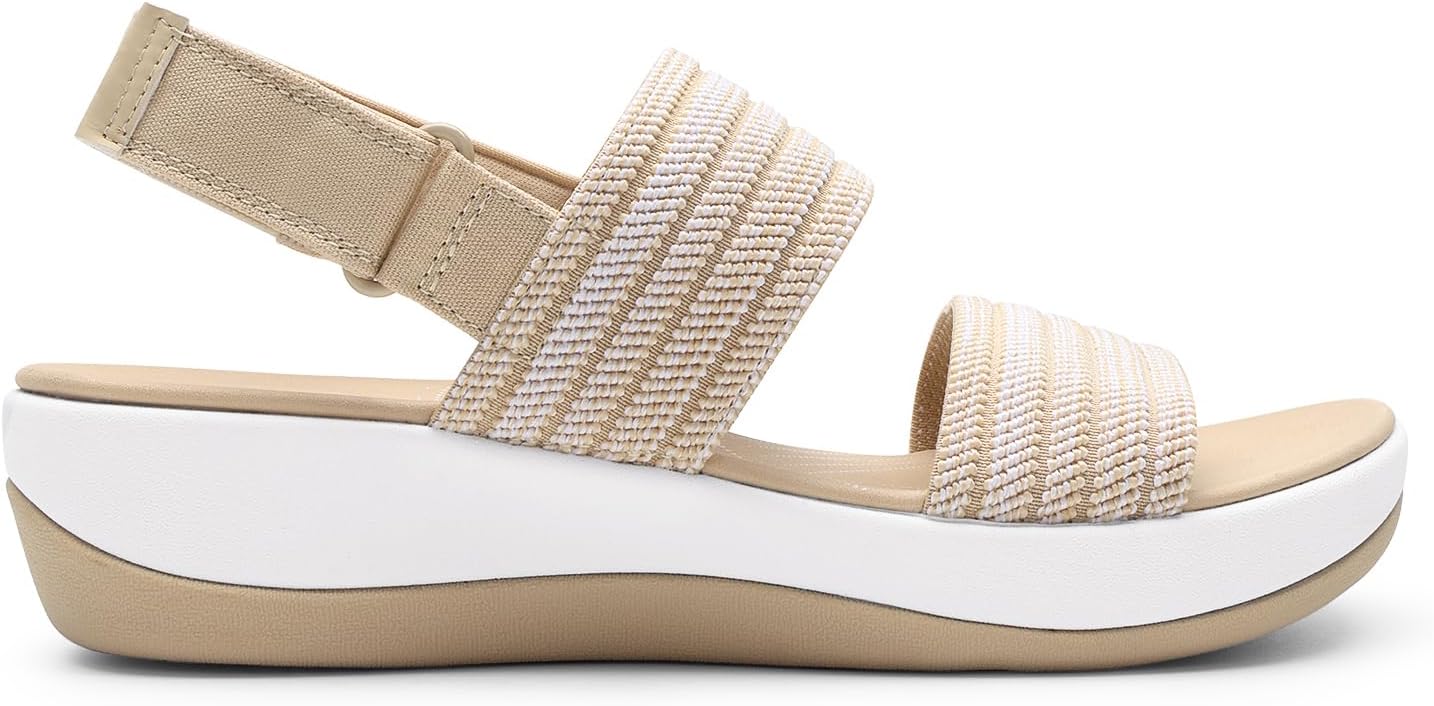 Women Walking Sandals Lightweight Soft Footbed Low Wedge Comfort Indoor Outdoor Flat Sandals