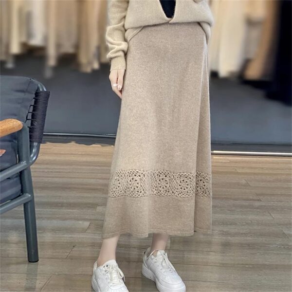Women's Wool Half Skirts Comfortable Knitted Wool Half Skirt - Image 2