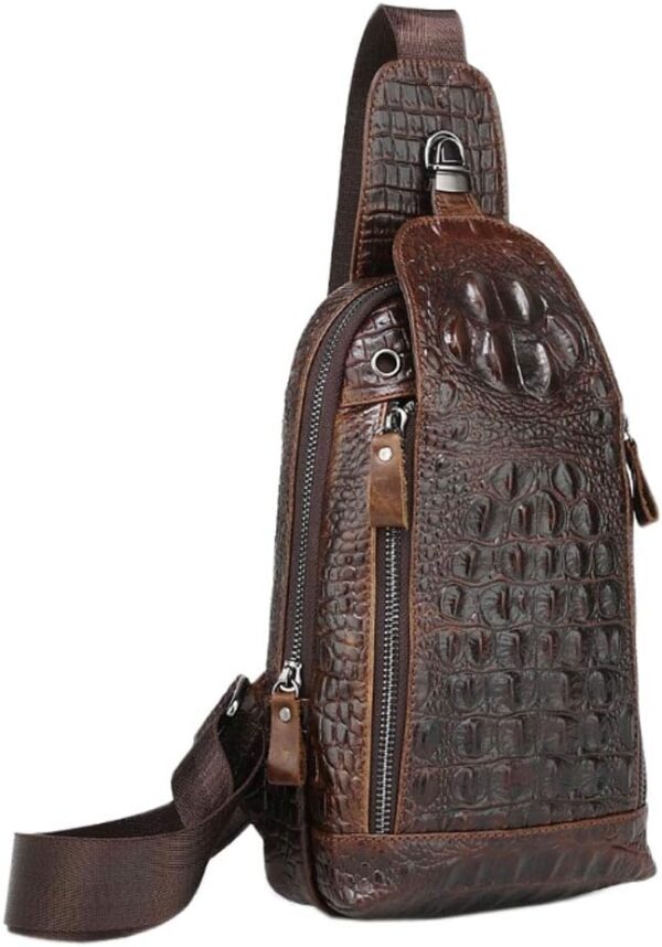 Leather Sling Bag Crossbody Backpack for Men Women Travel Outdoor Sports - Image 2