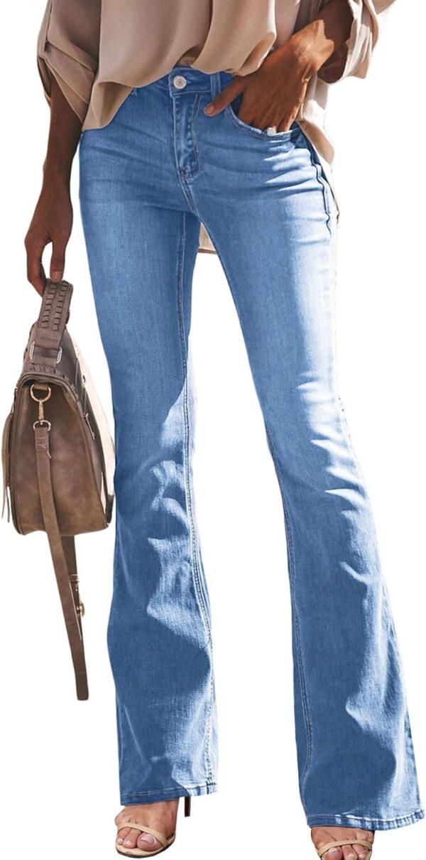 Women's High Waisted Bell Bottom Bootcut Jeans Flared Wide Leg Denim Pants
