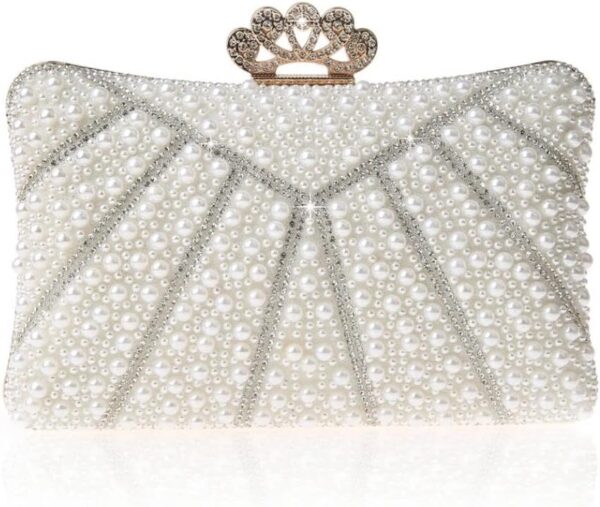 Evening Bags and Clutches, Women's Beaded Evening Handbags Cocktail Prom Bridal Pearl Clutch  for Women Wedding - Image 2