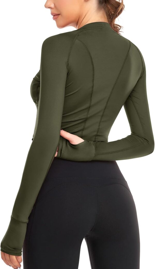 Long Sleeve Crop Tops Slim Fit Workout Shirts for Running Yoga Gym with Thumb Holes