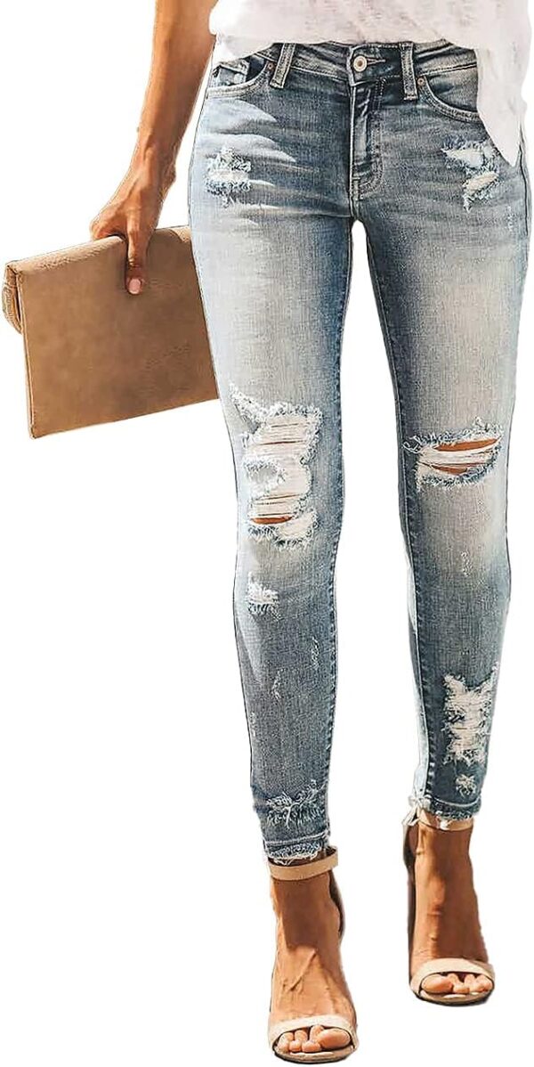 Women's Boyfriend Skinny Jeans Ripped Distressed Stretchy Denim Pants