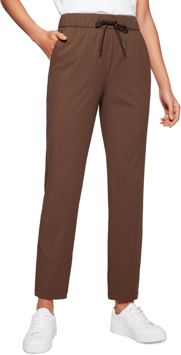 Womens 4-Way Stretch Ankle Golf Pants - 7/8 Dress Work Pants Pockets Athletic Travel Casual Lounge Workout