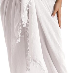 Beach Sarong  Womens Semi-Sheer Swimwear Cover Ups Short Skirt with Tassels