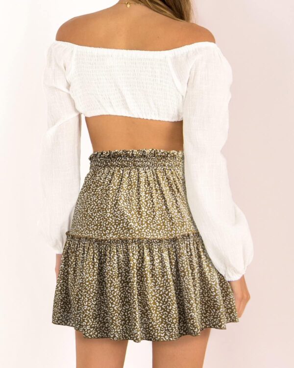 Women's Summer Cute High Waist Ruffle Skirt Floral Print Swing Beach Mini Skirt - Image 2