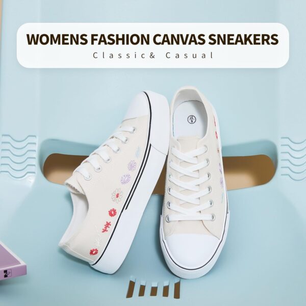 White Sneakers for Women Low Top Canvas Shoes Women Canvas Sneakers Women Fashion Sneakers Slip on Casual Tennis Shoes - Image 2