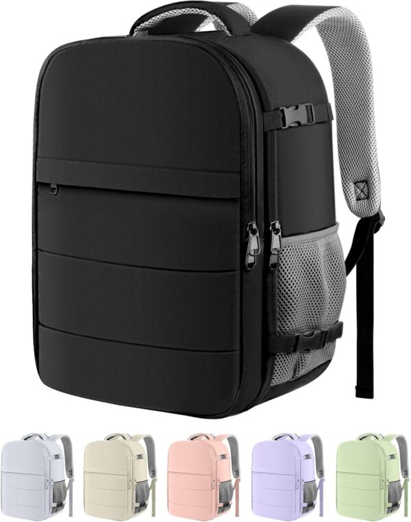 Trael Backpack - Flight Approed Trael Bag for Men and Women, Carry on Luggage for 15.6" Laptop and Trael Essentials for Work, Business, Weekender, College 11.8"x7.9"x17.3" (Black)