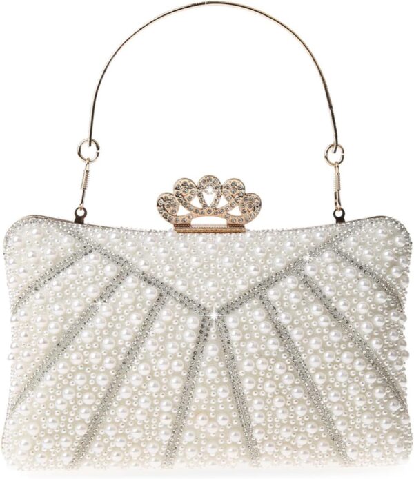 Evening Bags and Clutches, Women's Beaded Evening Handbags Cocktail Prom Bridal Pearl Clutch  for Women Wedding