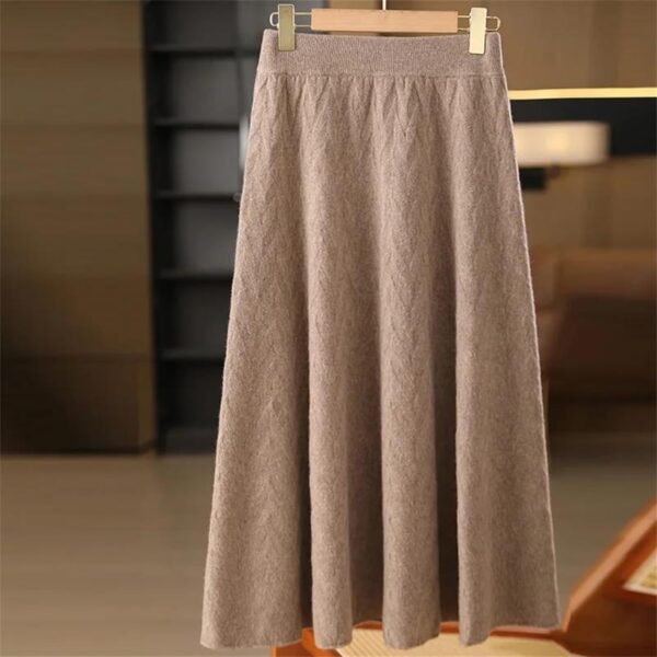 Winter Cashmere Skirt Women's Wool Skirt Casual Knitted Half Skirt Warm Women's Long Skirt - Image 2