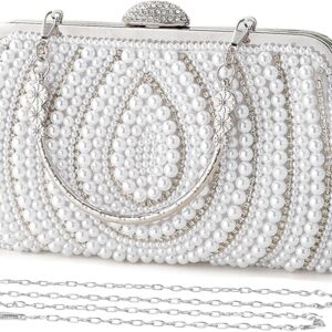 Pearl Cutch  for Women Evening Bags Formal Beaded Wedding Bridal Handbag Ladies Prom Cocktail Party