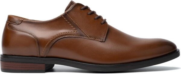 Men's Dress Shoes Formal Business Oxfords Plain Toe Lace Up Derby Shoes with Comfortable Padded Heel Collar - Image 2
