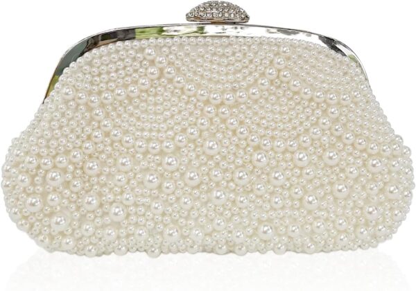 Pearl Clutch Bride Bag  Women Wedding Prom Evening Bags Formal Full Beaded Handbag with Chain