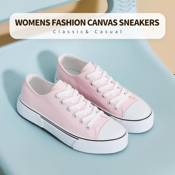 White Sneakers for Women Low Top Canvas Shoes Women Canvas Sneakers Women Fashion Sneakers Slip on Casual Tennis Shoes - Image 2