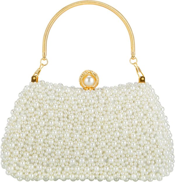 Evening Bags and Clutches, Women's Beaded Evening Handbags Cocktail Prom Bridal Pearl Clutch  for Women Wedding