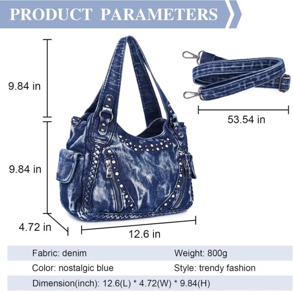 Casual Washed Denim Shoulder Bags Top Handle Lady's Hobo Bags Women  And Handbags - Image 2