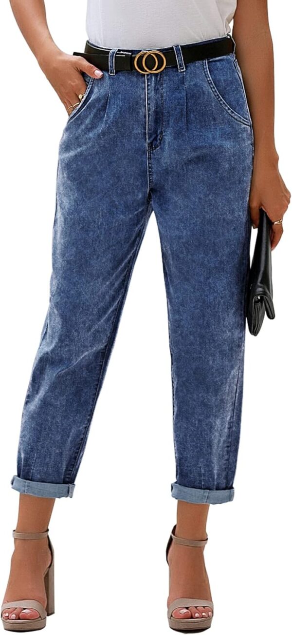 Mom Jeans for Women's Trendy High Waisted Stretchy Loose Jeans for Women's Denim Pants