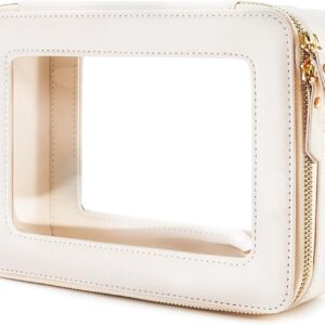 Clear Makeup Bag Organizer, Trael Cosmetic Case Skincare Toiletry Bag for Women, Portable Make Up Pouch Car Organizer Bag with Zippers for Essentials(White)