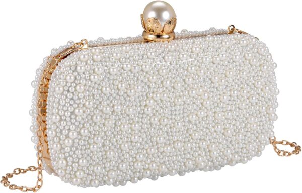 Pearl  for Women Wedding Crossbody Bag Evening Handbags Bride Small Clutch  White Beaded for Party