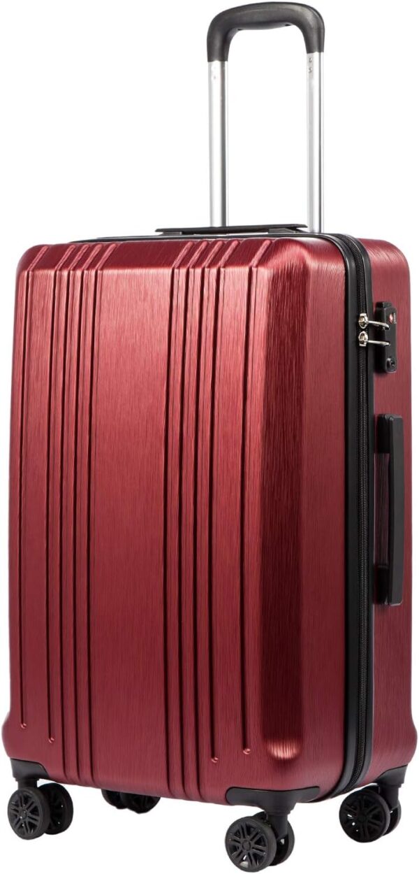 Luggage Suitcase PC+ABS with  Spinner Carry on Hardshell Lightweight 20in 24in 28in (wine red, S(20in_carry on))