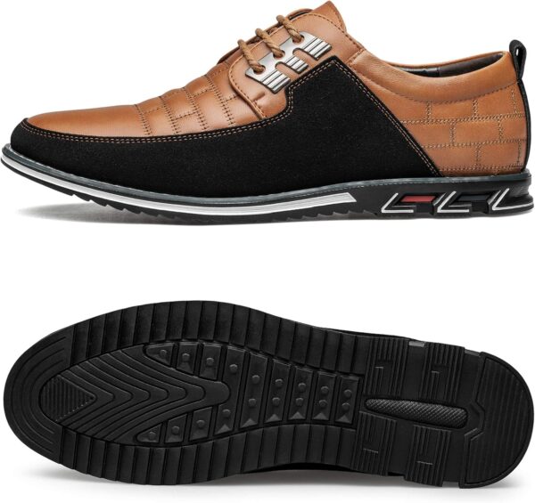 Men's Premium Leather Dress Shoes Comfort Business Casual Oxford Shoes Fashion Dress Sneakers Soft Loafers Derby Shoe for Office Working Walking Driving - Image 2