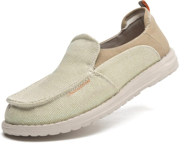 Men Slip  De Shoes Casual Canvas Loafers Slip-s Hands Free Comfortable Stretch Flat Boat Shoes
