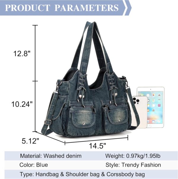Casual Washed Denim Shoulder Bags Top Handle Lady's Hobo Bags Women  And Handbags - Image 2