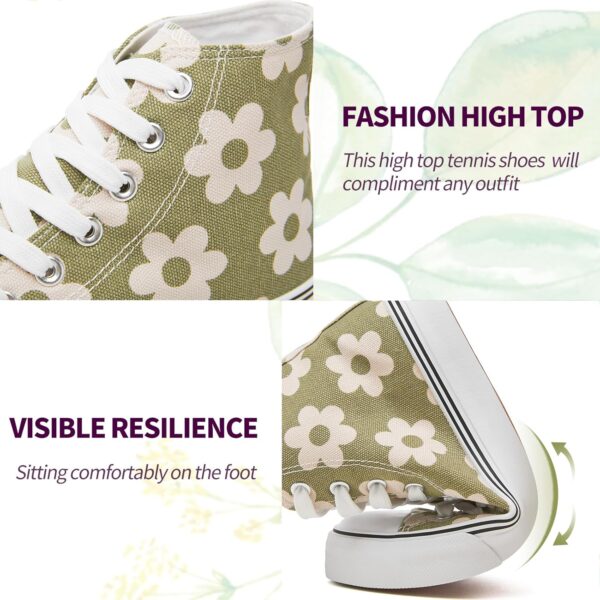 Women High Top Canvas Sneakers Canvas Shoes Lace up White Black Sneakers Casual Walking Shoes - Image 2