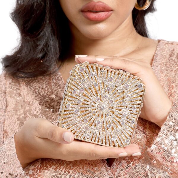 Cute Women Crystal Box Clutch Evening Bags Wedding Party Cocktail Rhinestone Handbags and - Image 2