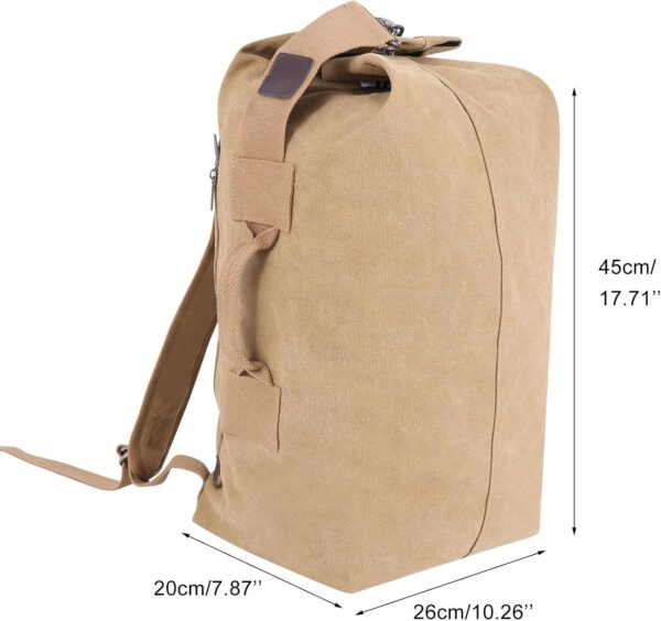 Canvas Leisure Backpack Tactical Military Duffel Bags Travel Climbing Bag, Gym Bag Top Load for Outdoor s (Khaki, Upgrade S) - Image 2