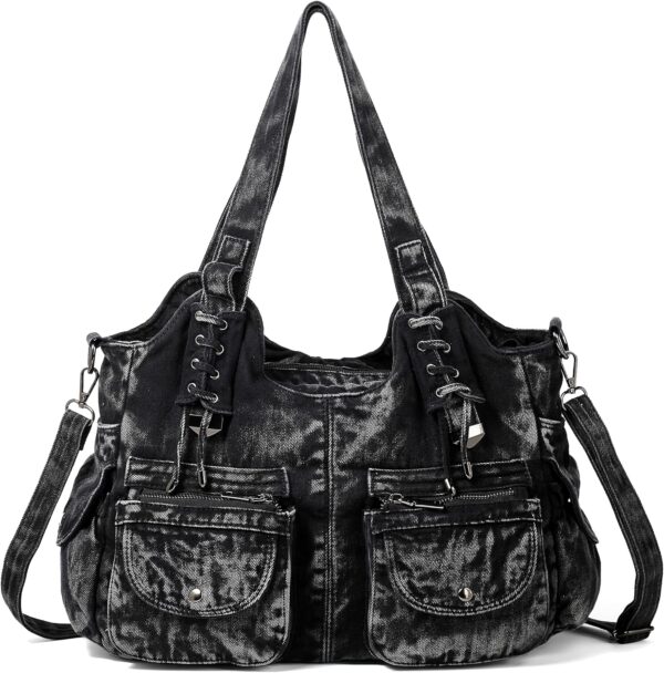 Casual Washed Denim Shoulder Bags Top Handle Lady's Hobo Bags Women  And Handbags